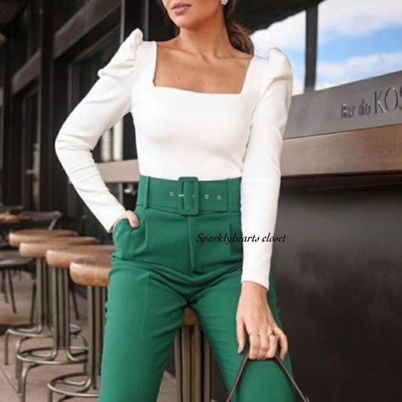 NWT Zara High-Waisted Belted Pants - Picture 2 of 10